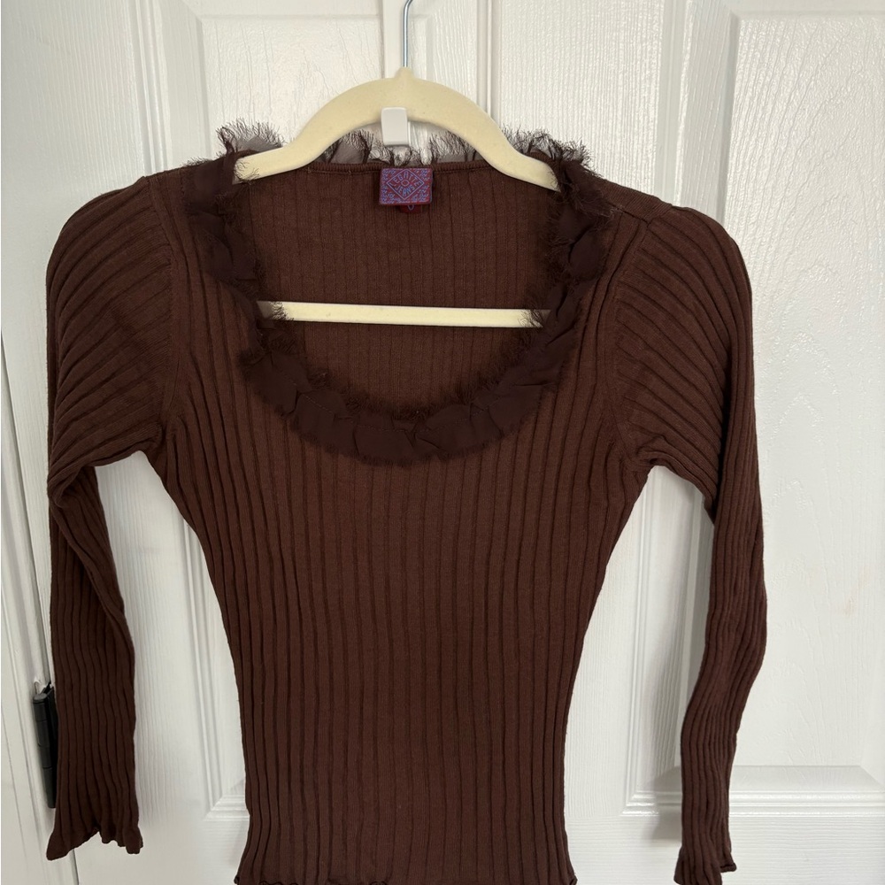 Legarte Jeans Brown Ribbed Top